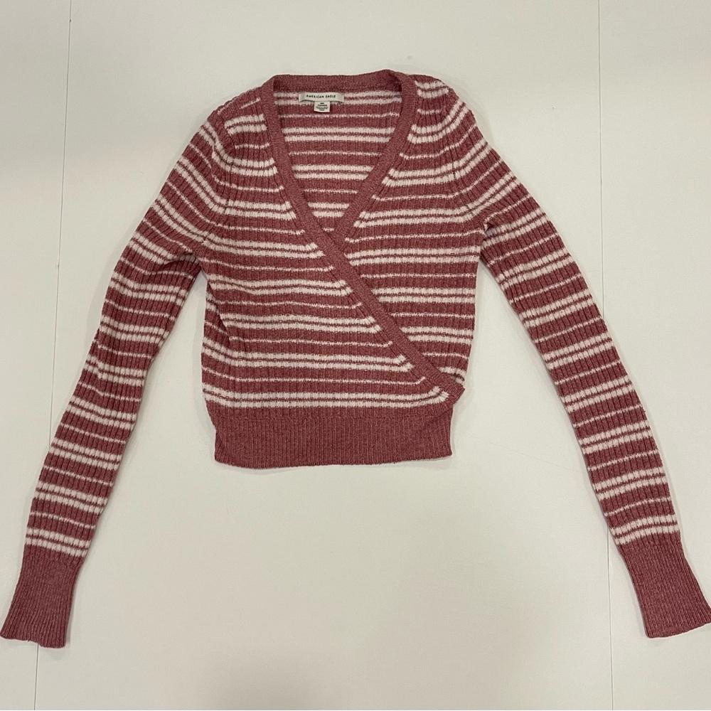 American Eagle sweater pink striped Size XXS